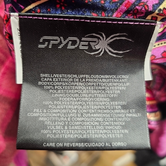 Spyder Pink Full Zip Front Puffer Jacket Black Faux Fur Trim Size 4 Outdoor Snow - Picture 12 of 12